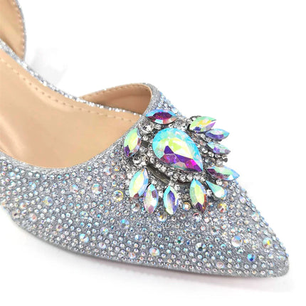 Venus Chan Royal Blue Sandals for Women 2024 Luxury Wedding Pumps Med Heels strass Design Party Shoes and Bags Set