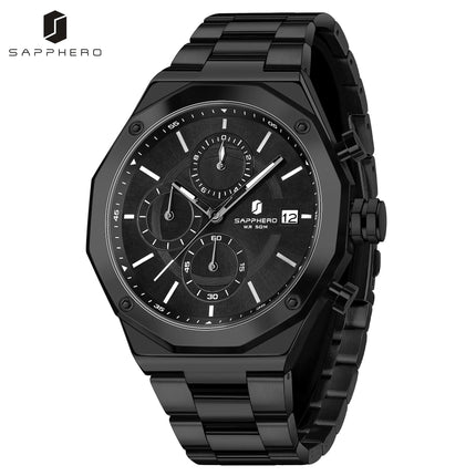 SAPHERO Orologio Cronografo Uomo al Quarzo 5ATM Impermeabile Acciaio Inox con Data, Regalo Perfetto per Padre, Marito, Fidanzato per Natale, Compleanno, San Valentino platinumshop