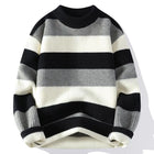 Men's Fashion stripe pattern Sweaters Autumn/Winter Loose Knittwear Men sweater youth Thick Warm patchwork pullovers Top