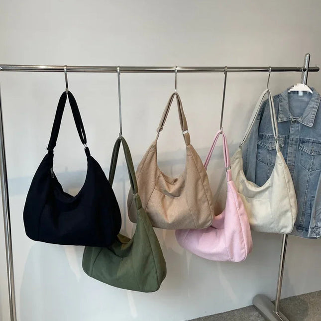 New Large Capacity Casual Crossbody Bag Simple Artistic Commuter Student Single Shoulder Bag Outdoor Leisure Women's Tote Bag PlatiNum
