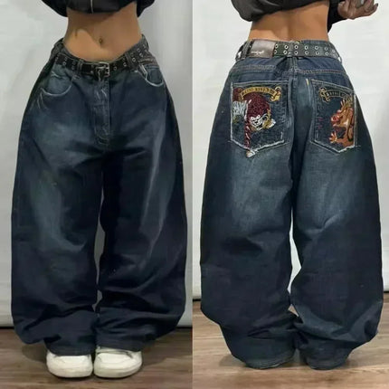 Streetwear New Fashion Stampa oversize Jeans larghi Y2K Harajuku Hip-hop Vintage Popolare Goth Pantaloni a gamba larga a vita alta Pantaloni
