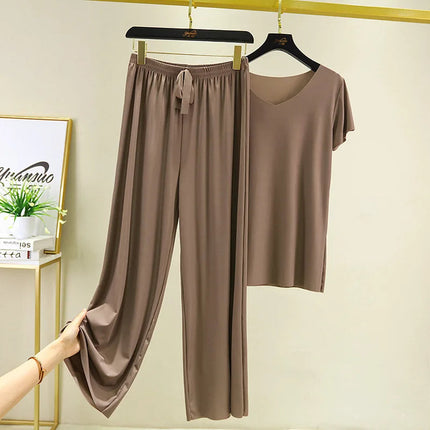 Completo due pezzi da donna: top e pantaloni. Set estivo due pezzi, abiti da donna per vacanze, nuova collezione 2026, pantaloni a gamba larga, eleganti e casual. platinumshop