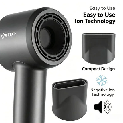 Lightweight Foldable Compact Hair Dryer, 1600W 2000W Negative Ions Blow Dryer, Fast‑Drying with Cold Air Function for Travel Salon Home Use