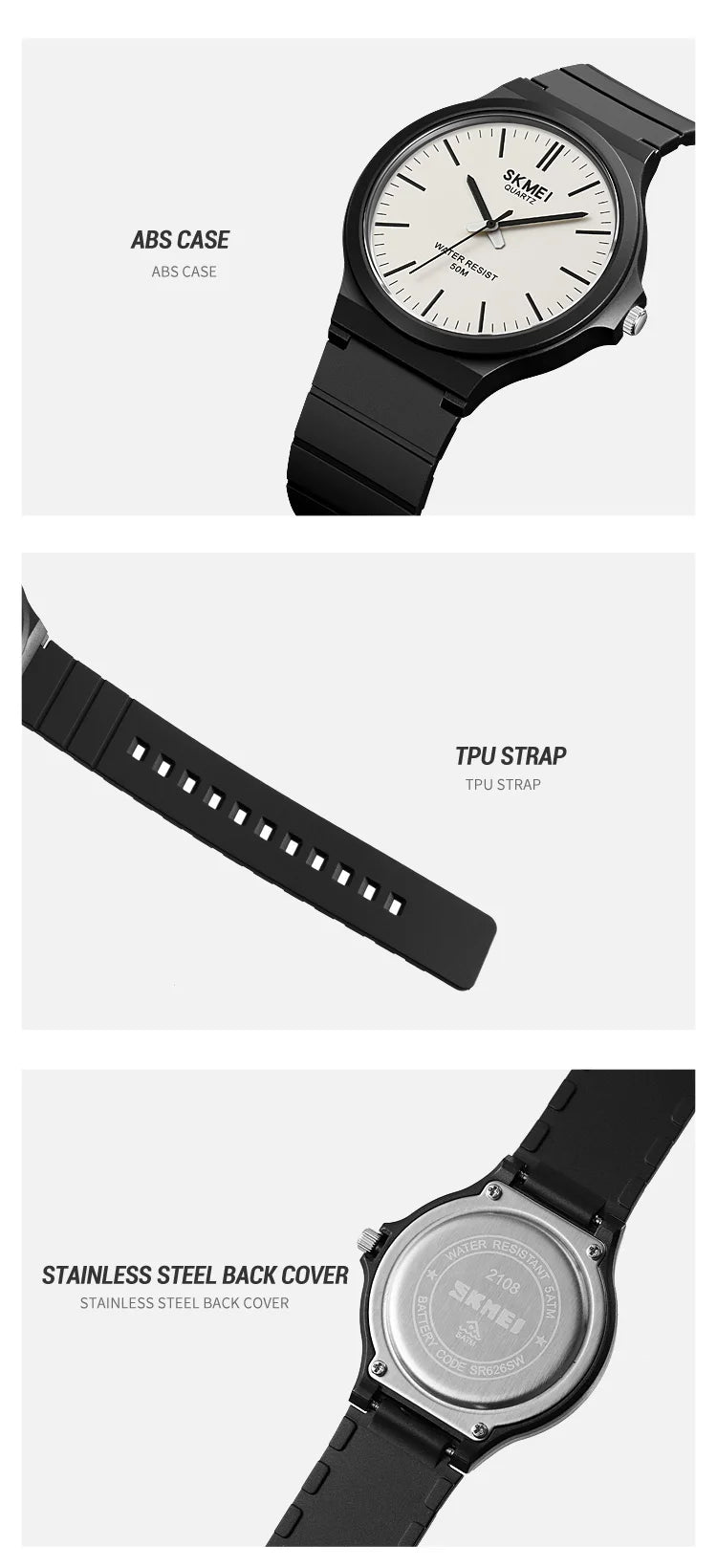 SKMEI Top Brand Casual Quartz Wristwatches Mens New Simple TPU Strap 3Bar Waterproof Watches For Male Time Clock Reloj Hombre