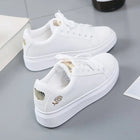 Women Leather Pu Casual Shoes New 2025 Woman Shoes Fashion Embroidered White Sneakers Breathable Flower Lace-Up Women Sneakers