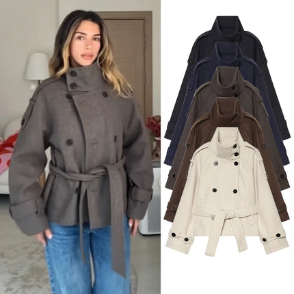 Women's New Jackets Autumn 2026 Fashion Loose High-necked Warm Autumn Woolen Coats Chic Women's Street Youth Outerwear Coats