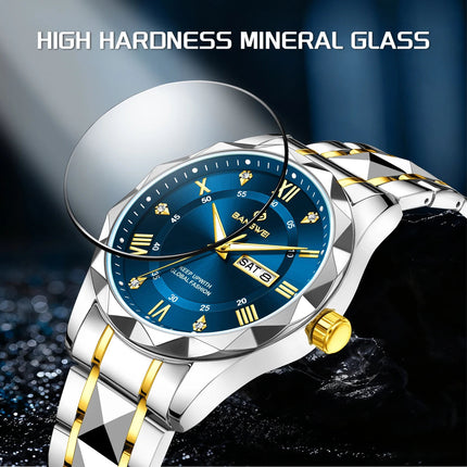 BANGWEI Orologio da donna elegante e lussuoso al quarzo, orologio da polso classico e semplice in acciaio inossidabile, con data automatica, impermeabile, con diamanti platinumshop