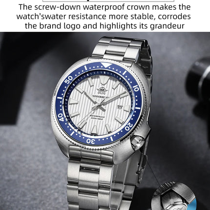 ADDIESDIVE Men's Diving Watch 200 Waterproof Sapphire Glass Quartz Watch BGW9 Luminous Stainless Steel Business Fashion Watch