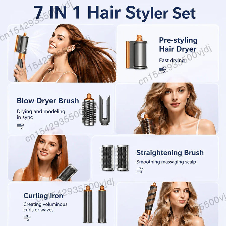 7-in-1 Multifunctional Hair Dryer 110,000 RPM High-Speed Hair Care Negative Ion Hair Dryer Quick Drying, Automatic Curling Set