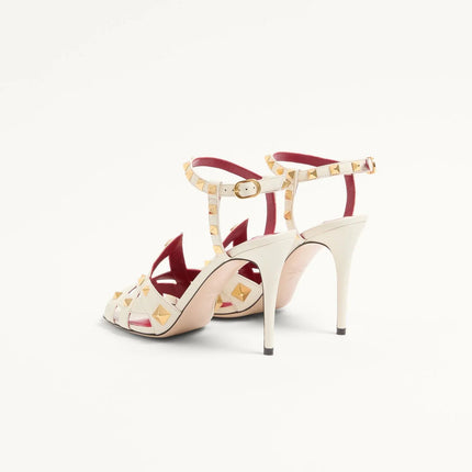 Sandali da donna con tacco alto e punta tonda, con rivetti e design a bocca di pesce, estivi 2026, alla moda, per feste, taglie forti platinumshop