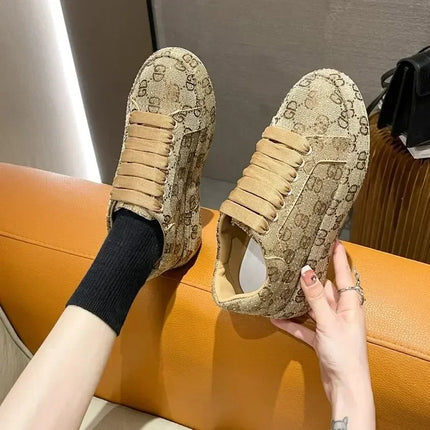 Spring 2025 New Khaki Crystal Women's Sneakers Fashion Versatile Casual Ladies Party Shiny Female Shoes