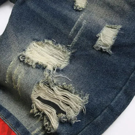 Pantaloncini di jeans da uomo lavati vintage della nuova estate Pantaloncini di jeans dritti maschili in difficoltà con toppe con foro strappato da strada alla moda casual