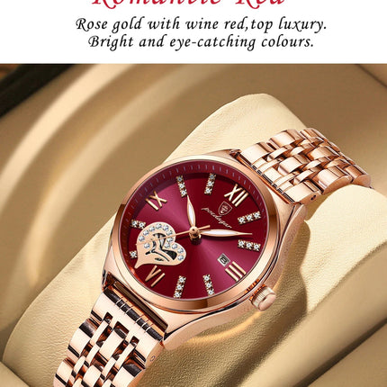 POEDAGAR Orologi di lusso da donna Orologio da donna impermeabile con data luminosa in acciaio inossidabile Orologio da polso da donna al quarzo alla moda elegante platinumshop