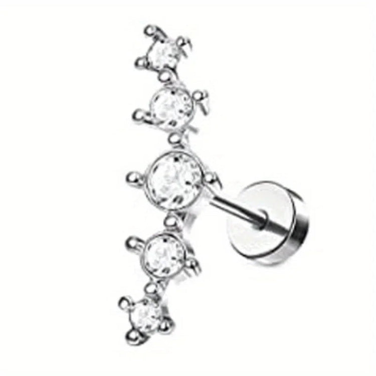 Drperfect 1pc orecchini chirurgici in acciaio inossidabile per donna uomo orecchini con retro piatto orecchini con cartilagine orecchini a cerchio con Piercing platinumshop