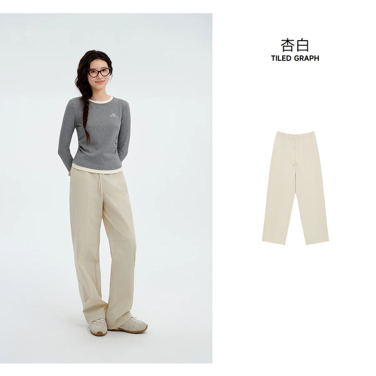 Metersbonwe Women's Cargo Jogger Pants Loose Fit Drawstring Elastic Waist Streetwear Casual Trousers Trendy Tapered Sweatpants