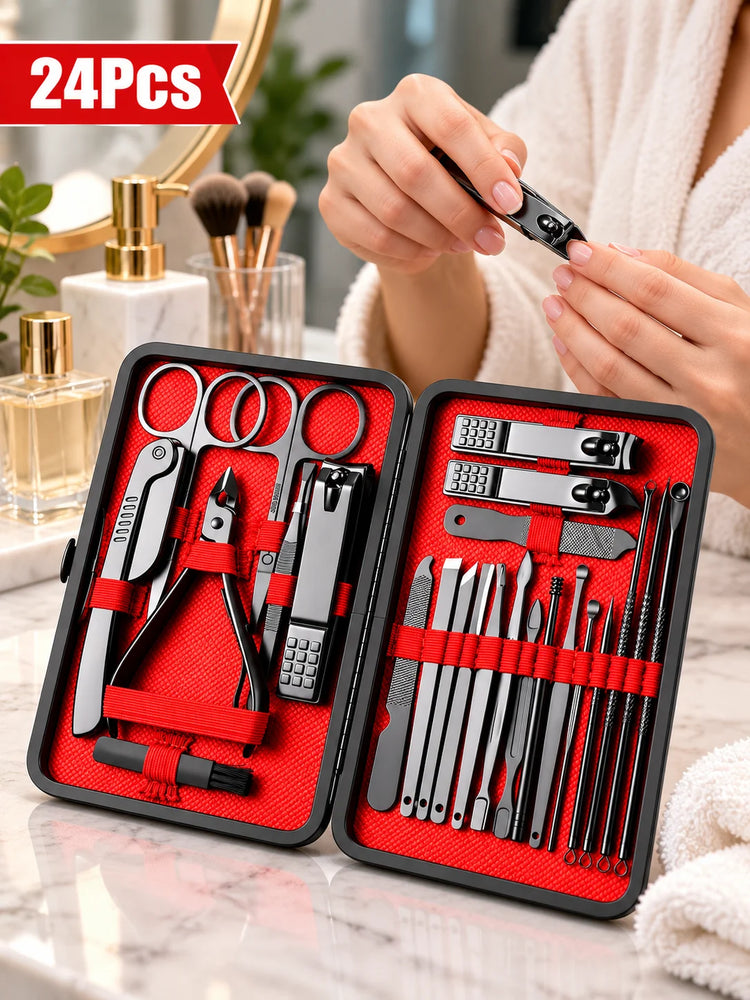 24pcs Professional Nail Clippers Kit - Razor-Sharp Blades for Precise Cutting, Durable And Long-Lasting Construction for Both Fingernail And Toenail Trimming Needs - Suitable for All Genders, Achieve Salon-Quality Nails At Ho