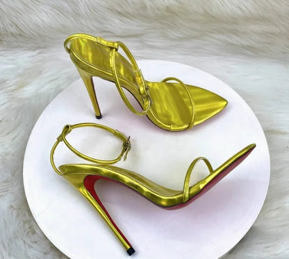 European Station 12cm pointed buckle strap thin strap sexy super high heels sandals size 35-46 thin heel  fashion shoes