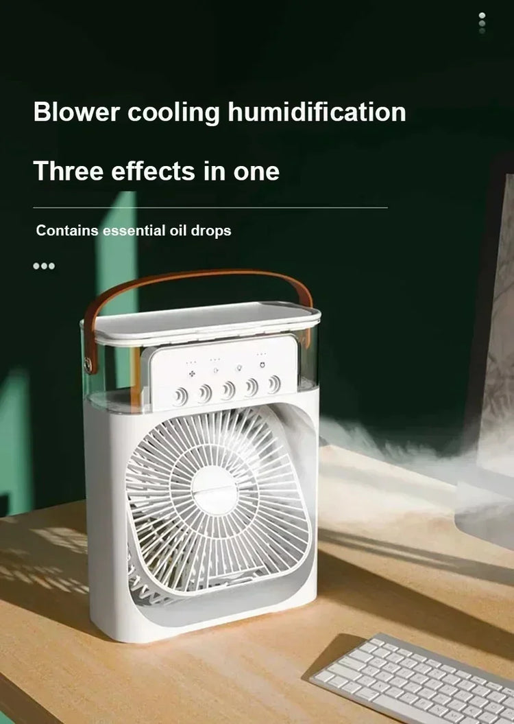 Nuovo Ventilatore 3 in 1 con Condizionatore d'Aria, Mini Raffrescatore Domestico, Luce Notturna LED, Umidificatore Portatile, Ventilatore Regolabile per Ufficio e Casa