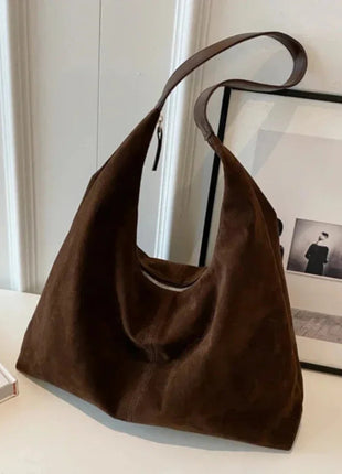 Women Suede Shoulder Bag with Zipper Hobo Bags Large Capacity Handbag Slouchy Bag Commuter Travel Bag Purses and Handbags PlatiNum