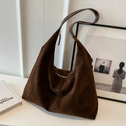 Women Suede Shoulder Bag with Zipper Hobo Bags Large Capacity Handbag Slouchy Bag Commuter Travel Bag Purses and Handbags PlatiNum
