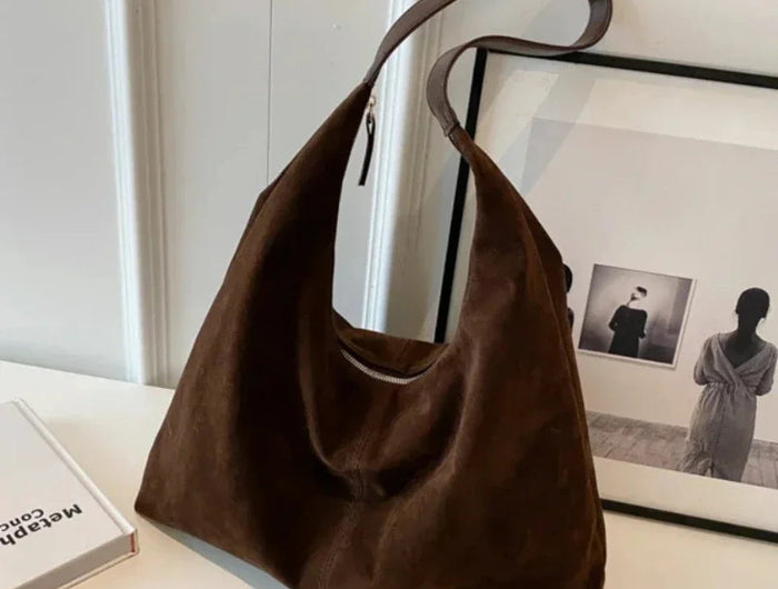 Women Suede Shoulder Bag with Zipper Hobo Bags Large Capacity Handbag Slouchy Bag Commuter Travel Bag Purses and Handbags PlatiNum