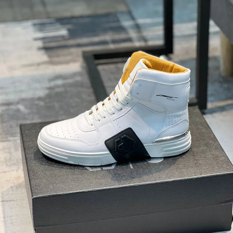 Luxury Designer's Autumn Winter New Men's Sneakers Water Diamond High Top Men's Running Shoes Fashion Leather Casual Short Boots
