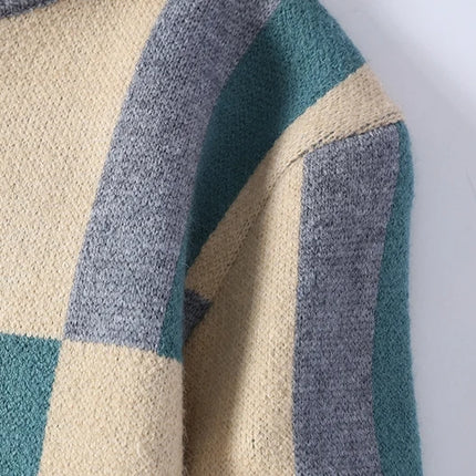 Fashion Fall Winter Japanese Style Turtleneck Sweater Men High End Mens Christmas Sweaters Thick Warm Striped Pullover