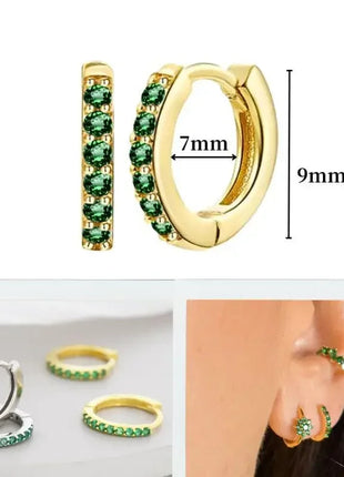 925 Sterling Silver Needle Green Zircon Gold Earrings Heart Hoop Earrings for Women Delicate Stud Earrings Luxury Jewelry Gifts PlatiNum