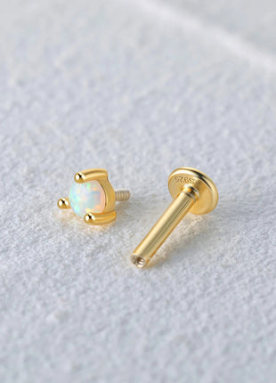 CANNER 1PC 925 Sterling Silver Exquisite Crown Opal Piercing Earring for Women Ear Studs Cartilage Earring Body Jewelry Gift PlatiNum