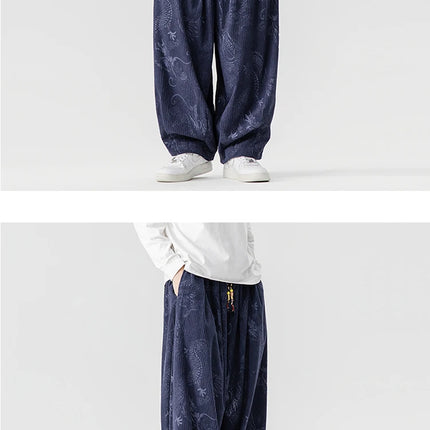 Pantaloni a gamba larga in velluto a coste da uomo in stile giapponese pantaloni larghi casual da uomo spessi e caldi pantaloni a lanterna Hip Hop streetwear taglie forti 5XL