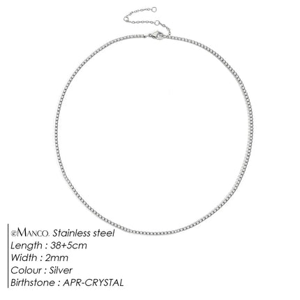 eManco Fashion Crystal High Quality Stainless Steel Gold Plated Necklace Ladies Charming Accessories Gifts Wholesale PlatiNum