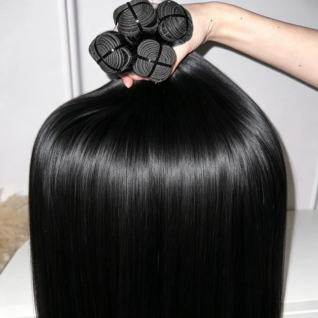 Bone Straight Bundles Vietnamese Raw Hair 100% Human Hair 24 26 Inch Real Remy Weave Hair 2 3 4 Pcs Bundles Thick Full Ends Natural Black Silky 100% Unprocessed Premium Human Hair Bundles Extensions for Women