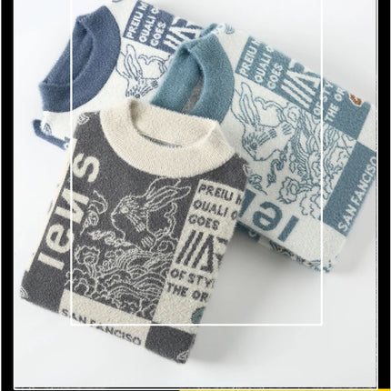 Men's Sweater New Autumn Winter Print Hip Hop Sweater Men Streetwear Print Pullover Tops Harajuku Couple Sweater