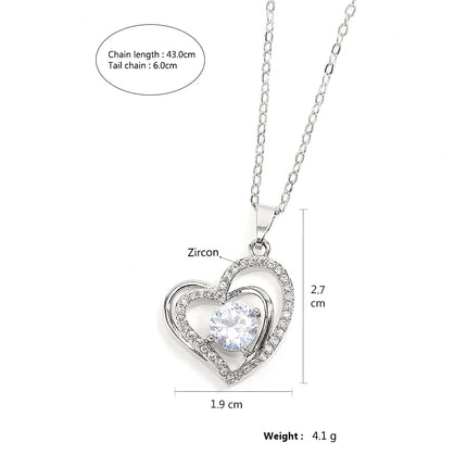 ZAKOL Simple Geometric Crystal White Zircon Pendant Necklace For Women Silver-Color Wedding Party Jewelry Gift With Box PlatiNum