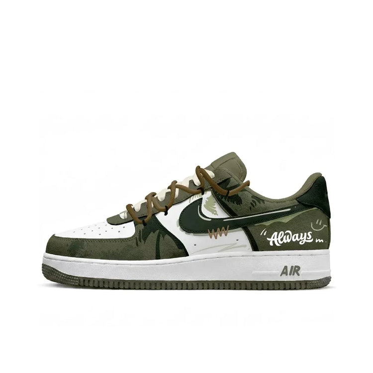 Nike Air Force 1 Forest Journal Synthetic Leather Slip Resistant Cushioning Abrasion Resistant Low top Skateboard Shoes