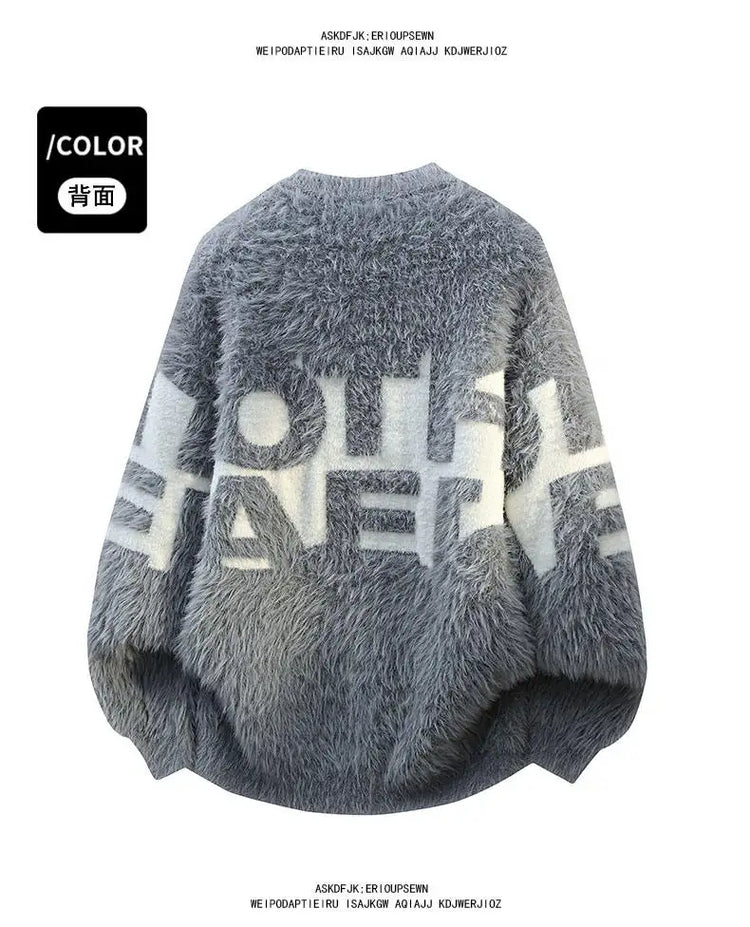 2026 Winter Fashion Sweater Men Casual Knit Pullovers Mens Thick Warm letter pattern Sweaters Men's Daily Warm sweaters male