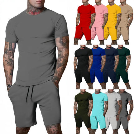 Tuta sportiva estiva all'aria aperta alla moda e casual T-shirt traspirante da uomo pantaloncini tuta casual e alla moda in due pezzi platinumshop