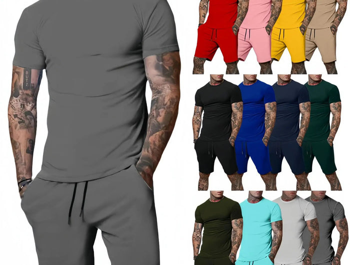 Tuta sportiva estiva all'aria aperta alla moda e casual T-shirt traspirante da uomo pantaloncini tuta casual e alla moda in due pezzi platinumshop