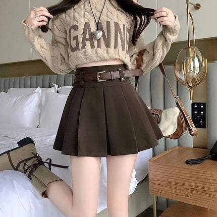 Autumn and Winter 2025 New High-waisted A-line Skirt College Style Sweet Versatile Woolen Pleated Skirt PlatiNum