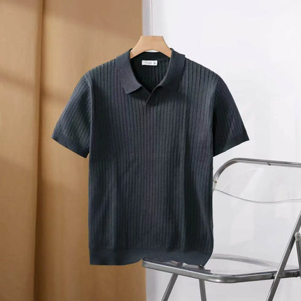 Men's Slim Fit Solid Color Stretchy Polo Shirt Sexy Fashion Trendy Cotton Casual Top Comfortable Elastic Summer Clothes