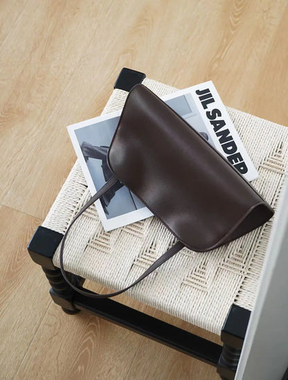 [Full Leather Inside Outside] Drinking Milk Cowhide Imported Saddle Leather Underarm Bag Single Shoulder Crossbody Bag Simple