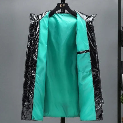 Breathable Down Filled Coat for Men Waterproof Glossy Surface Korean Trendy Winterwear with Reinforced Stitching