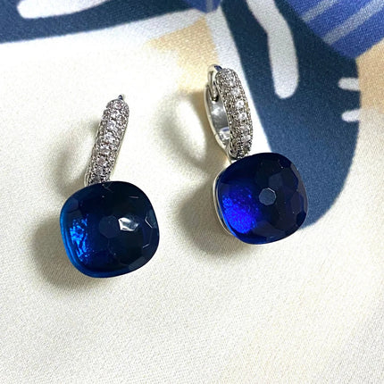 Classic Candy Color Earrings Inlay Transparent Zircon 27Colors Crystal Earrings Platinum Plated Fashion Jewelry For Women PlatiNum