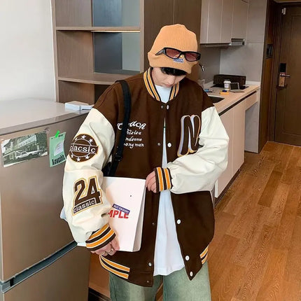 Embroidery Baseball Uniform Man Casual Jackets New Autumn Splicing Trendy Jacket Fashion High Street Outerwear Loose Clothes