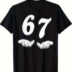 Funny 67 meme T-shirt for men -67 digital joke design with peace logo and 67 print, Men's T-shirt PlatiNum