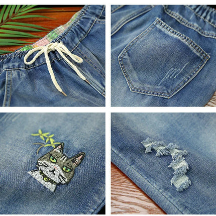 Amax luluE 2025 Moda Estate Streetwear Pantaloni in denim Donna Vintage Jeans elastici Donna Casual Allentato Ricamo Pantaloni Harem