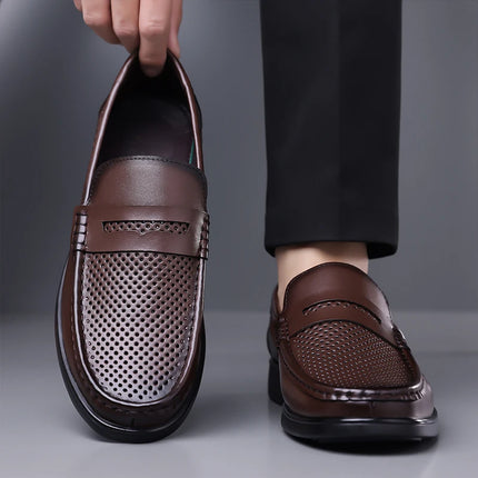 Mocassini in Pelle da Uomo Estate 2026, Scarpe Casual Slip-on Traspiranti, Comode per Camminare e per l'Ufficio