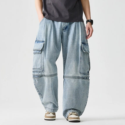 Pantaloni in denim Pantaloni casual alla moda stile americano da uomo Pantaloni larghi da uomo Hip Hop Jeans oversize Pantaloni in vita elastica da uomo