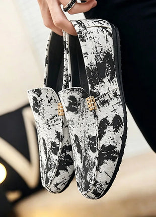 Mocassini stampati alla moda per uomo, scarpe basse estive traspiranti, scarpe casual da uomo, comode scarpe da guida antiscivolo, scarpe slip-on da uomo