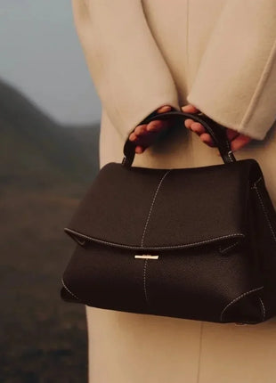 Borsa da donna di lusso in vera pelle, borsa da pendolare pratica di alta gamma, design elegante con pieghe, borsa quotidiana di grande capacità
